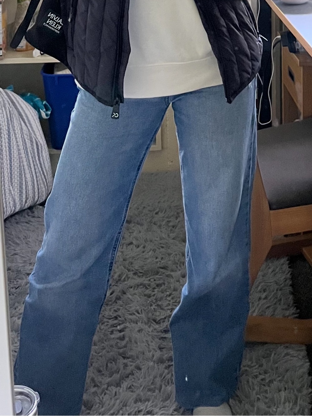 medium wash slack fit jeans (size 2)